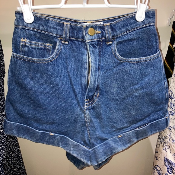 American Apparel High-Waisted Denim Shorts - Picture 1 of 6